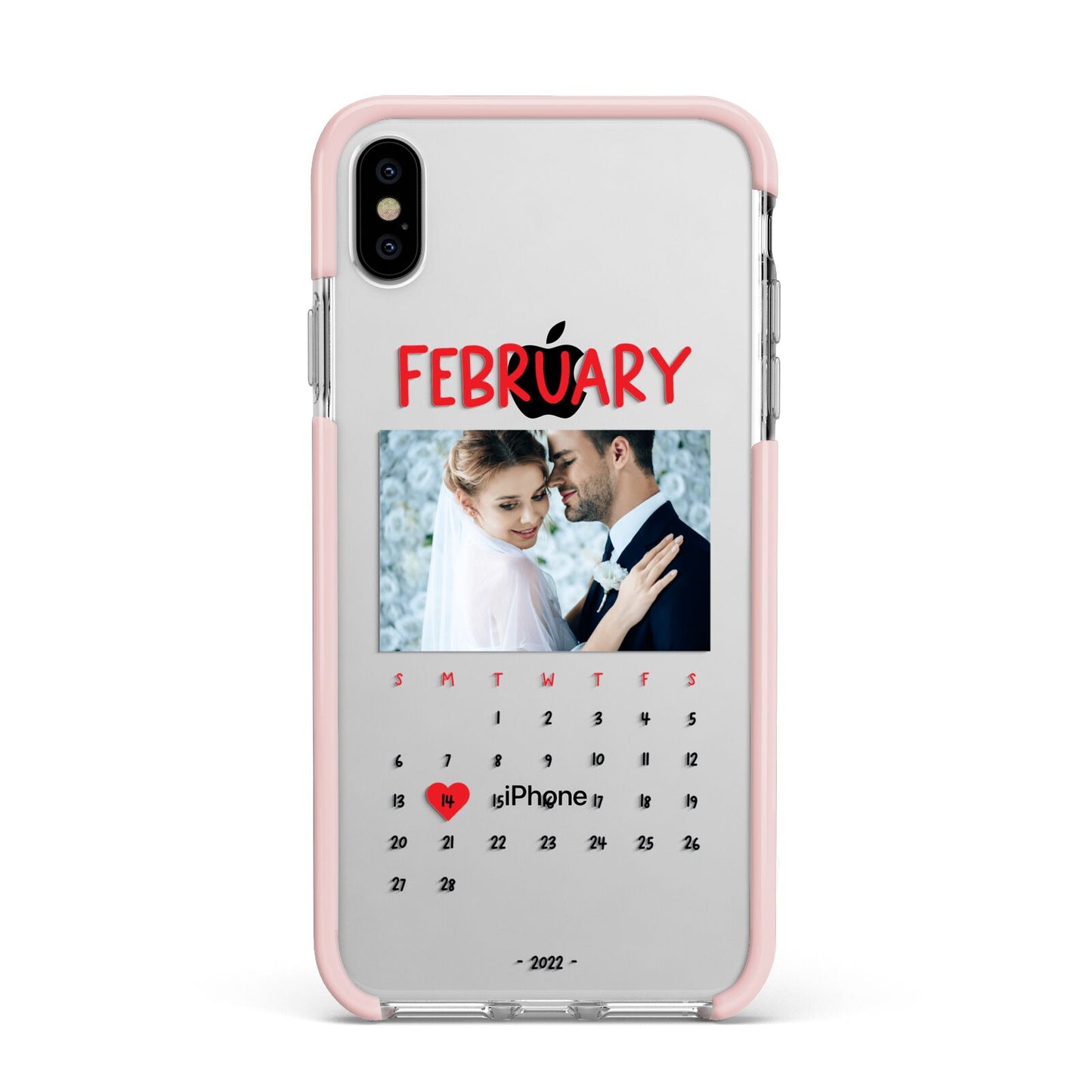 Photo Wedding Anniversary Apple iPhone Xs Max Impact Case Pink Edge on Silver Phone