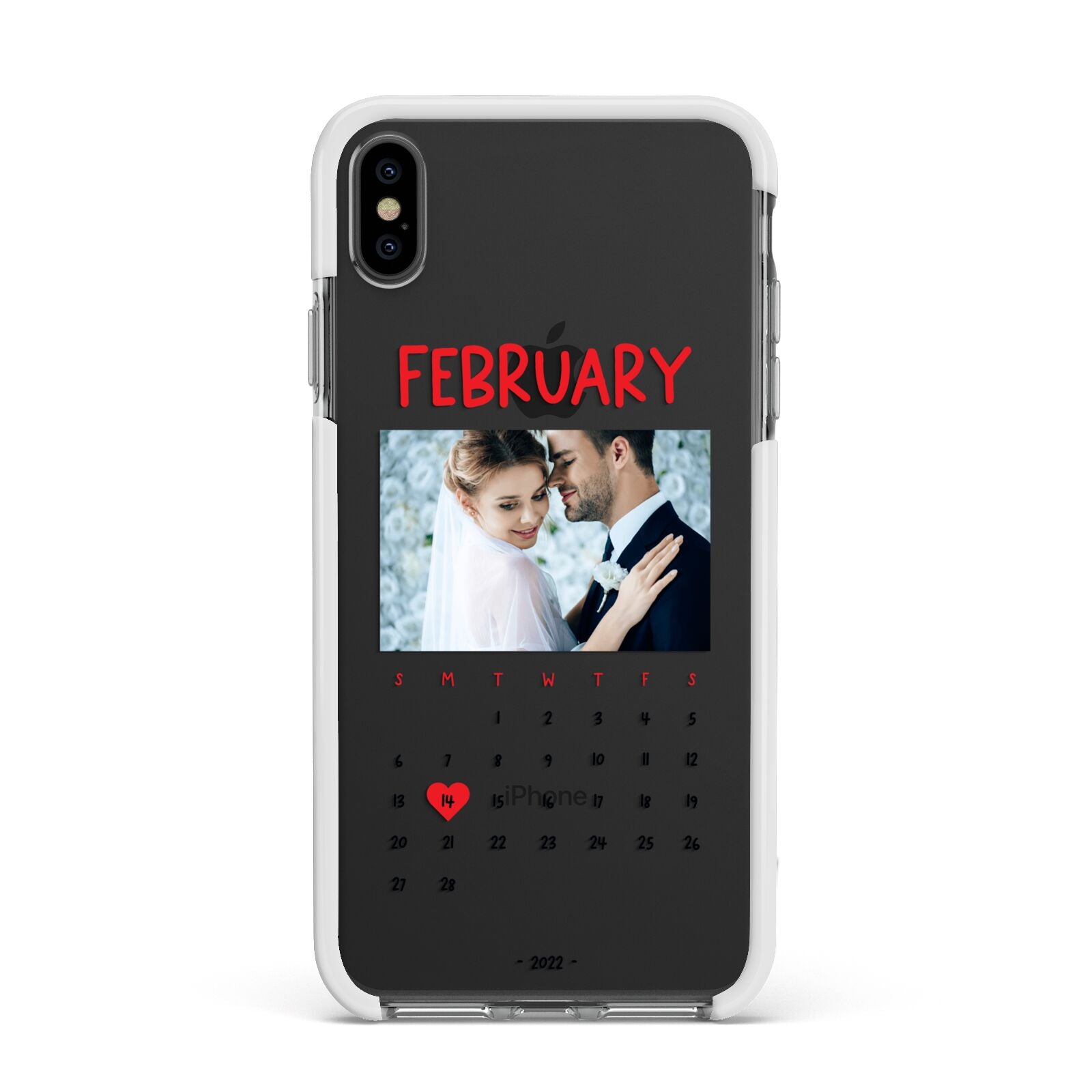 Photo Wedding Anniversary Apple iPhone Xs Max Impact Case White Edge on Black Phone