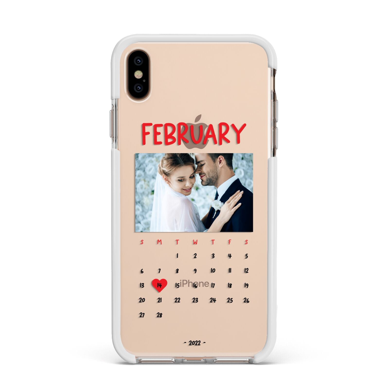 Photo Wedding Anniversary Apple iPhone Xs Max Impact Case White Edge on Gold Phone