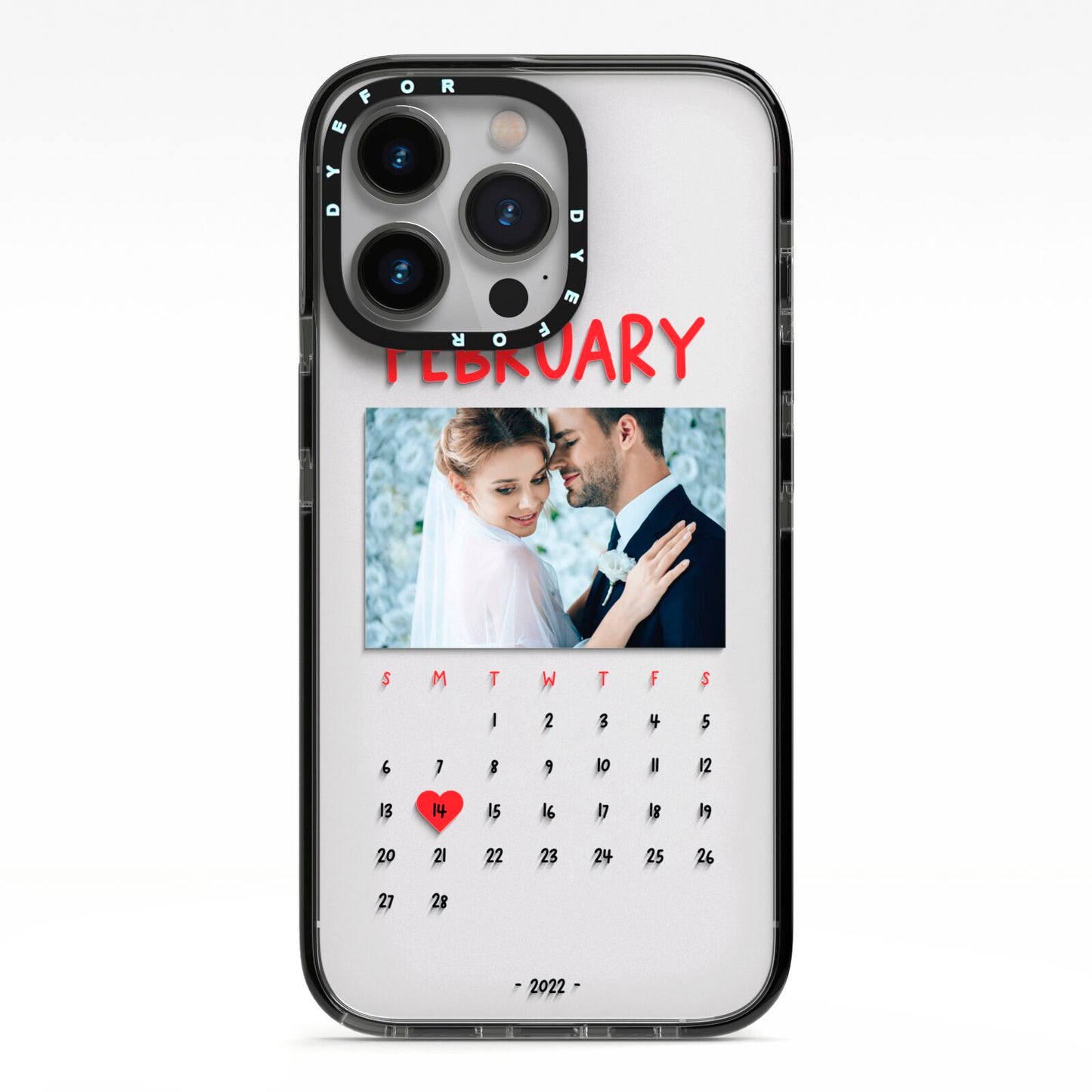 Photo Wedding Anniversary iPhone 13 Pro Black Impact Case on Silver phone
