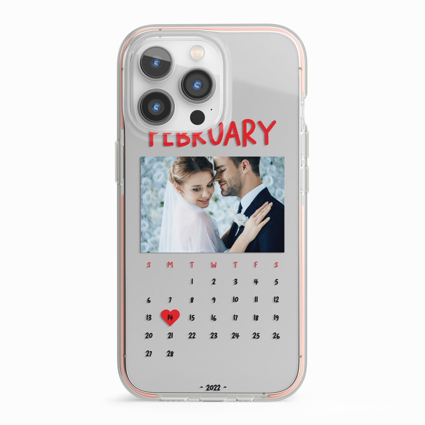 Photo Wedding Anniversary iPhone 13 Pro TPU Impact Case with Pink Edges