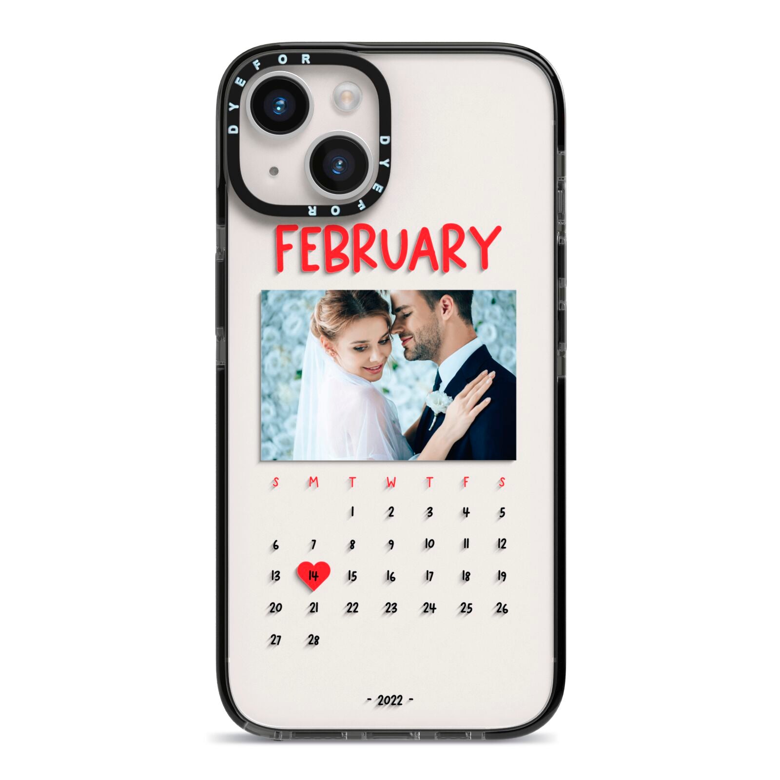 Photo Wedding Anniversary iPhone 14 Black Impact Case on Silver phone