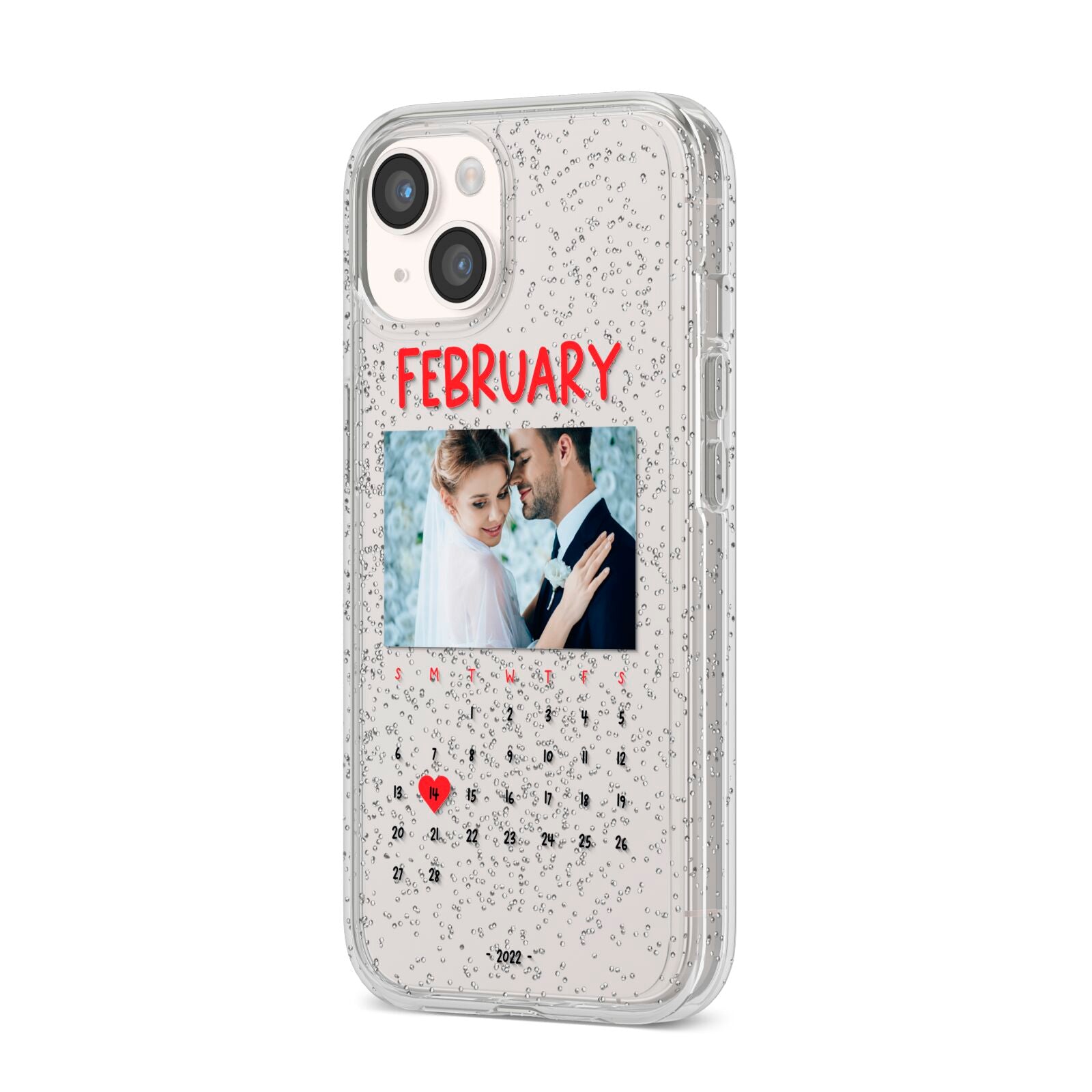 Photo Wedding Anniversary iPhone 14 Glitter Tough Case Starlight Angled Image