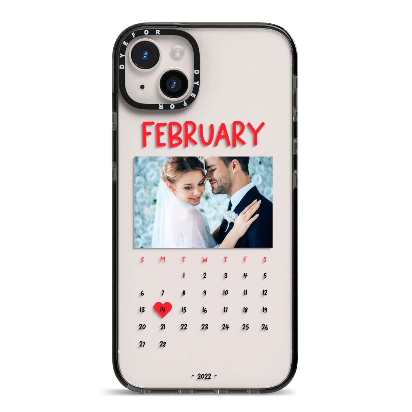 Photo Wedding Anniversary iPhone 14 Plus Black Impact Case on Silver phone