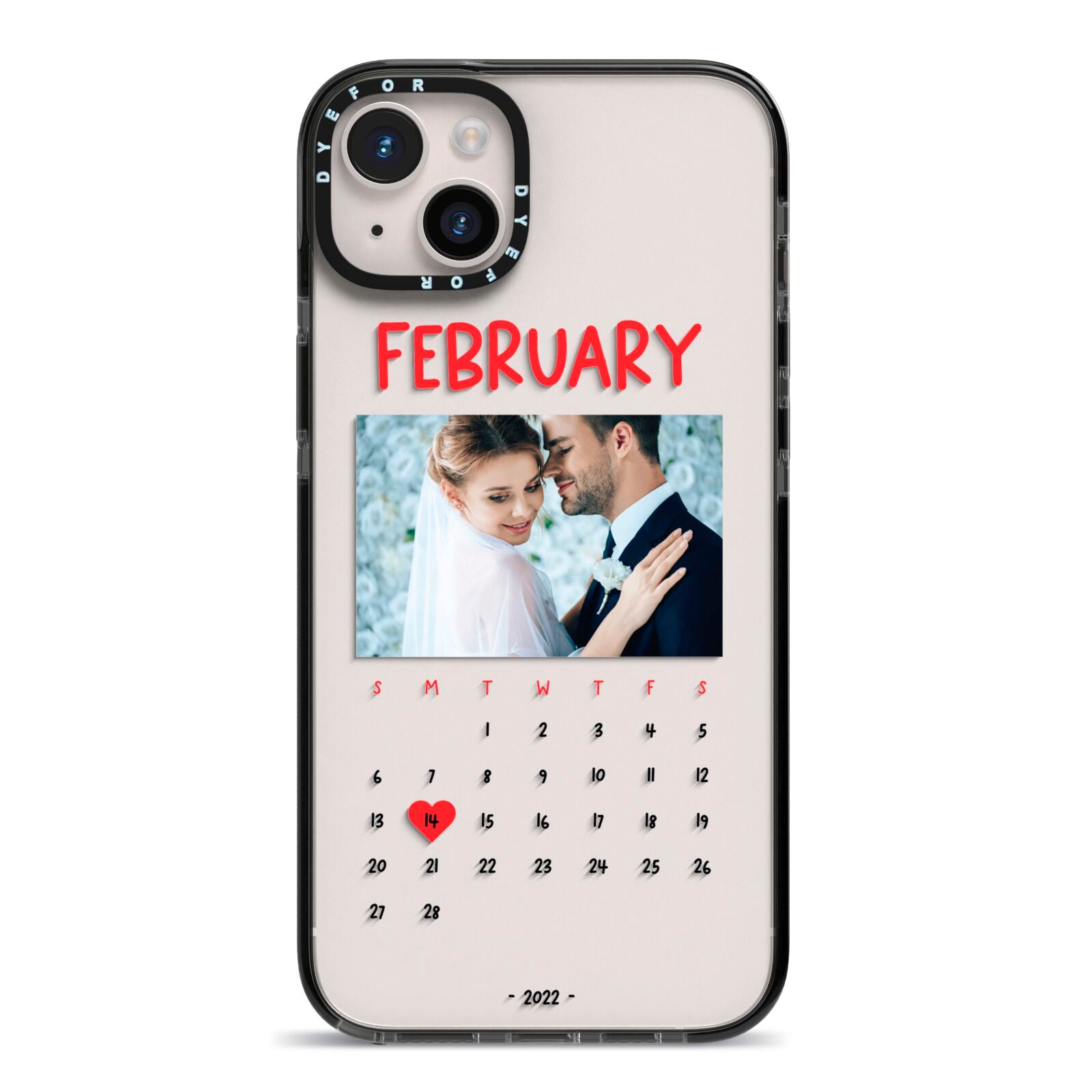 Photo Wedding Anniversary iPhone 14 Plus Black Impact Case on Silver phone