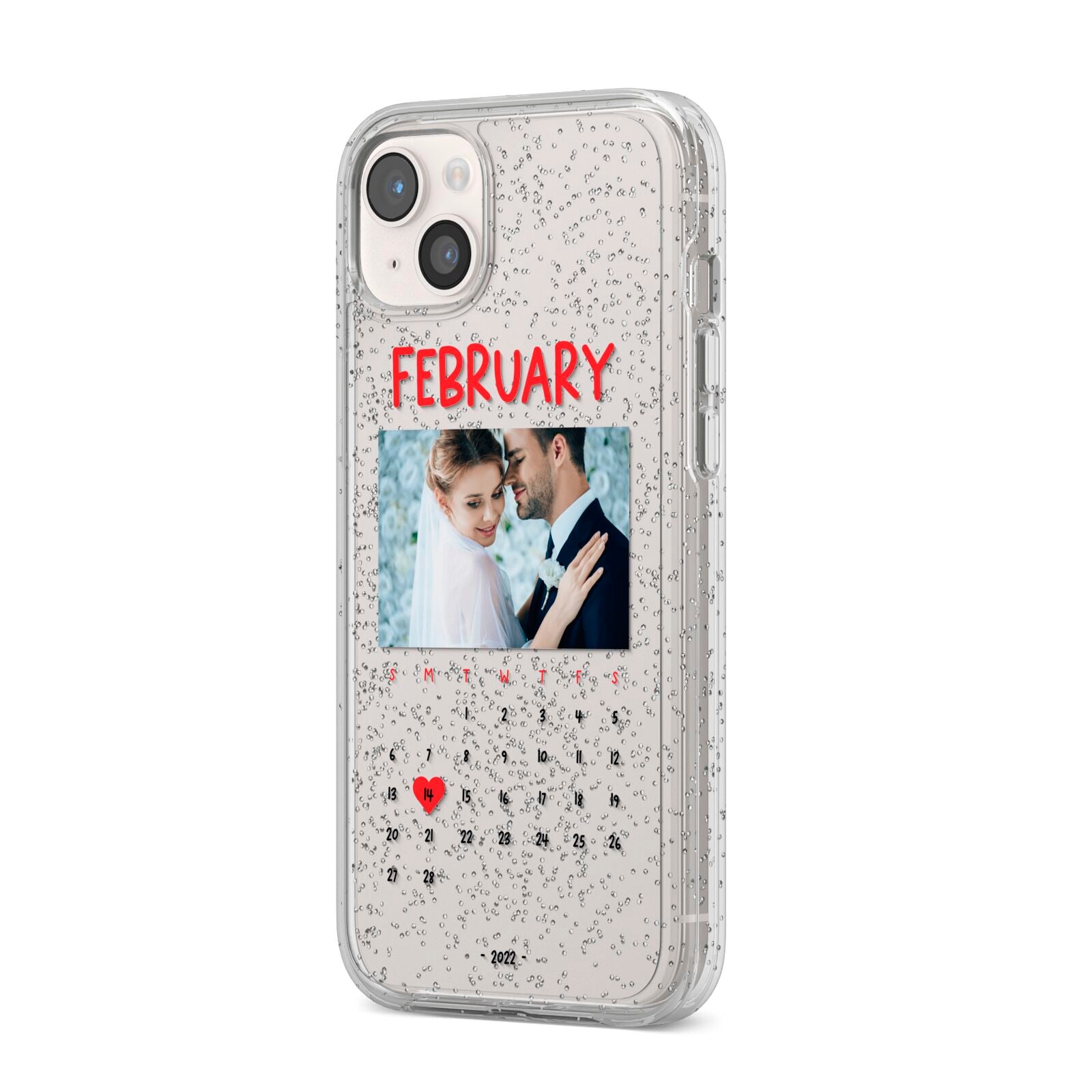Photo Wedding Anniversary iPhone 14 Plus Glitter Tough Case Starlight Angled Image