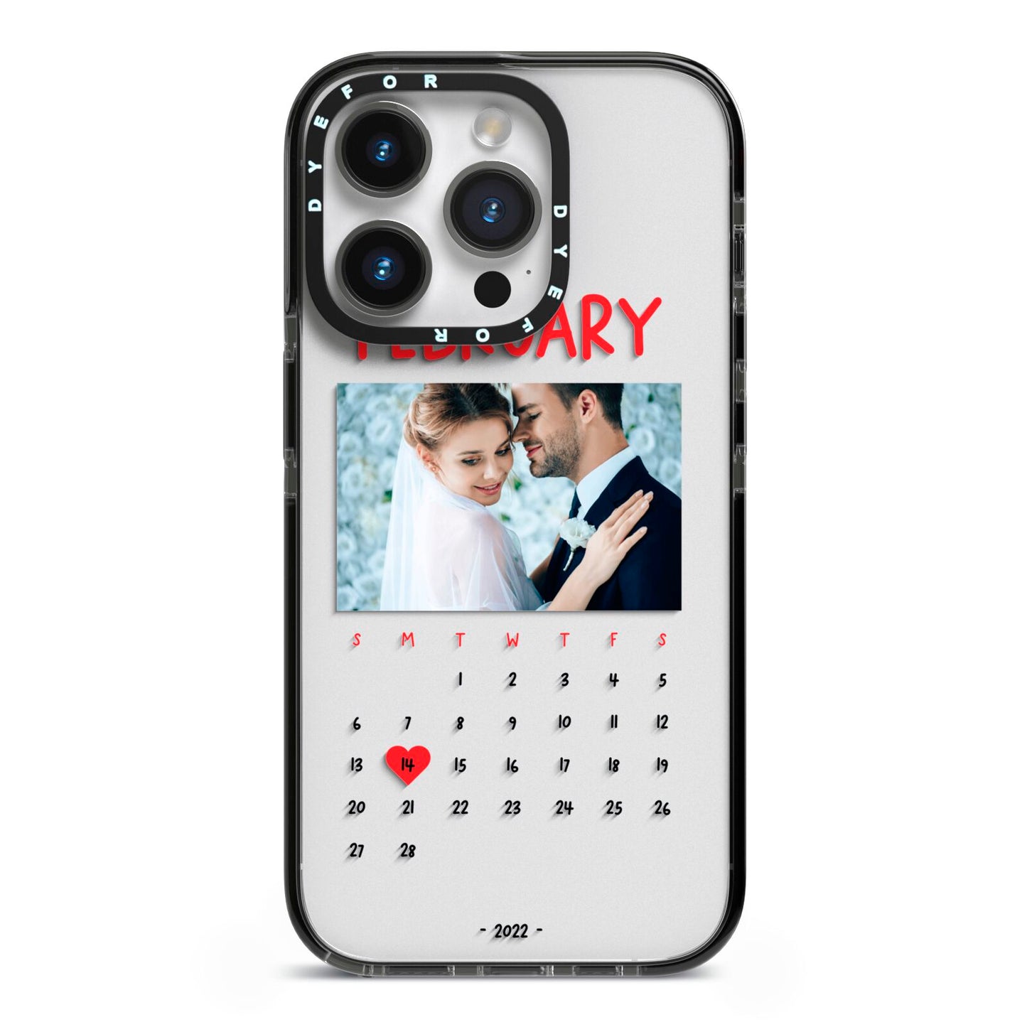 Photo Wedding Anniversary iPhone 14 Pro Black Impact Case on Silver phone