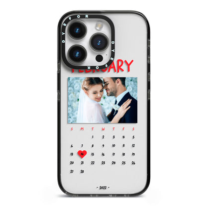 Photo Wedding Anniversary iPhone 14 Pro Black Impact Case on Silver phone