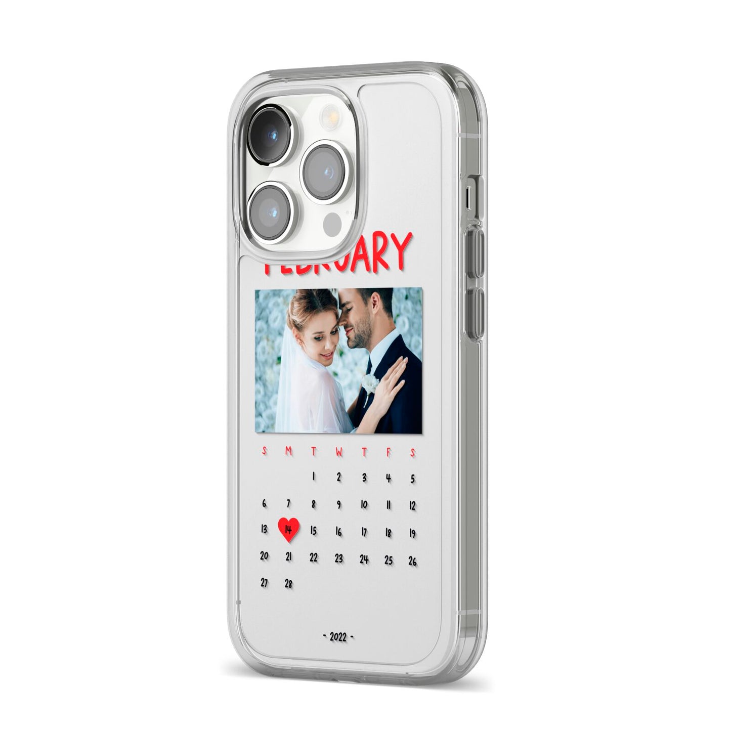 Photo Wedding Anniversary iPhone 14 Pro Clear Tough Case Silver Angled Image