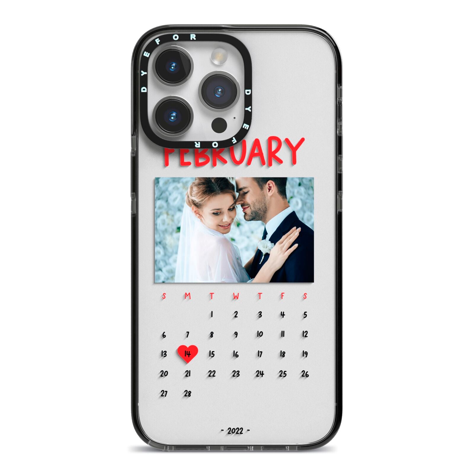 Photo Wedding Anniversary iPhone 14 Pro Max Black Impact Case on Silver phone