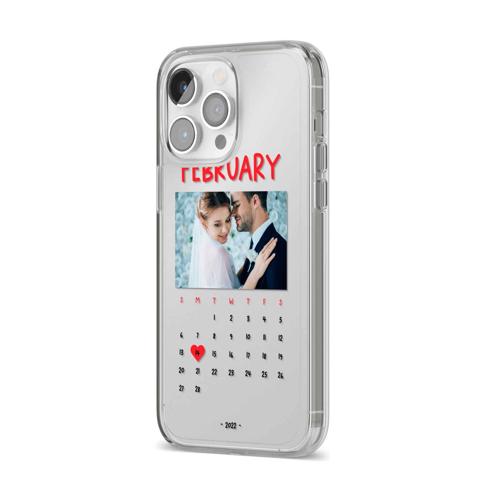 Photo Wedding Anniversary iPhone 14 Pro Max Clear Tough Case Silver Angled Image