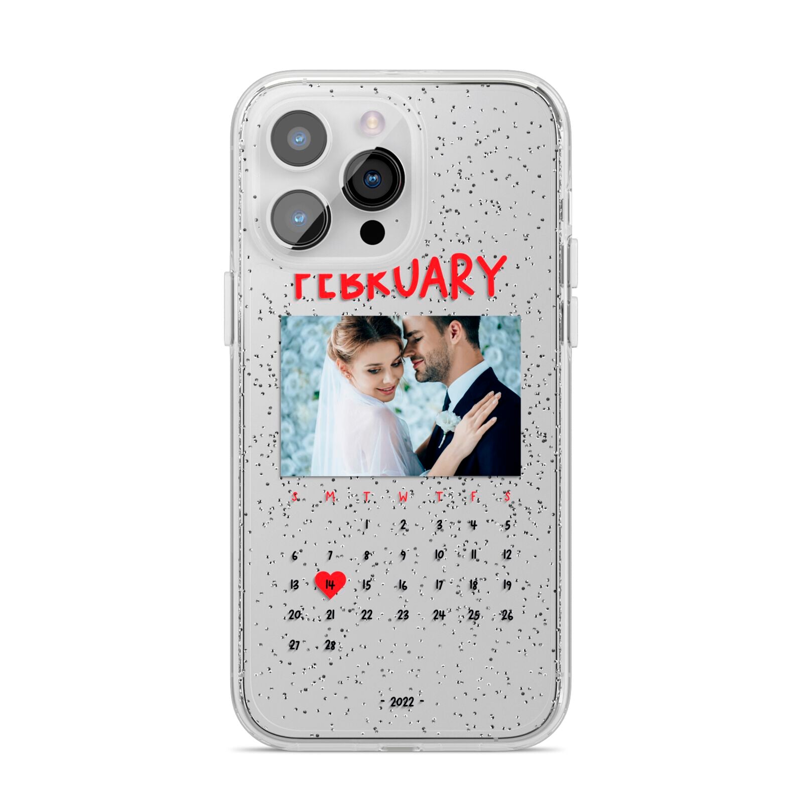 Photo Wedding Anniversary iPhone 14 Pro Max Glitter Tough Case Silver