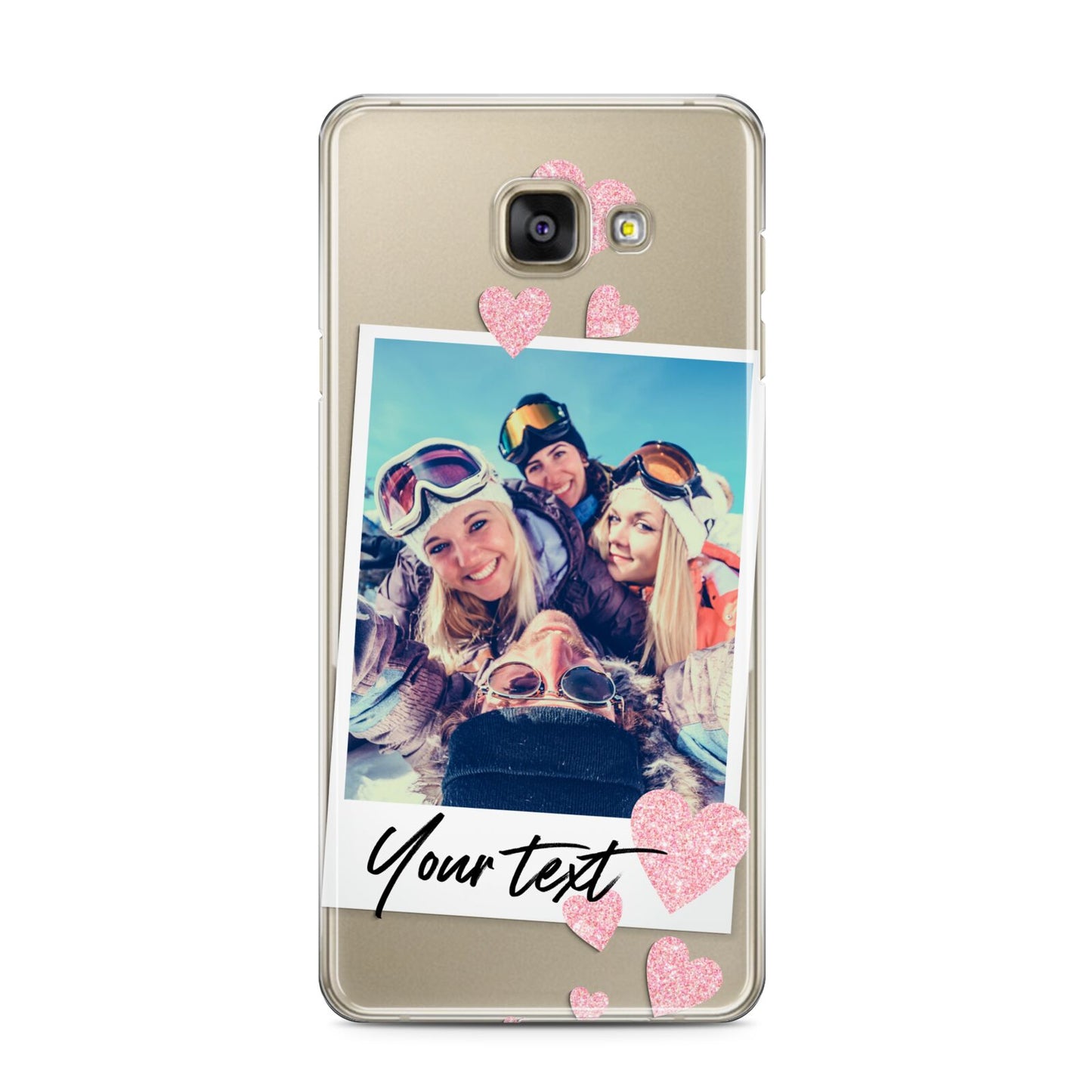 Photo with Text Samsung Galaxy A3 2016 Case on gold phone