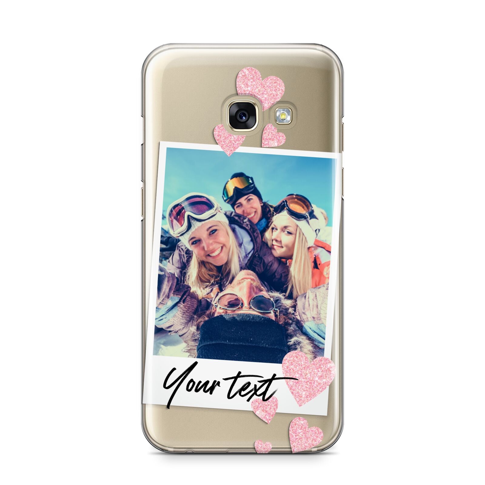 Photo with Text Samsung Galaxy A3 2017 Case on gold phone