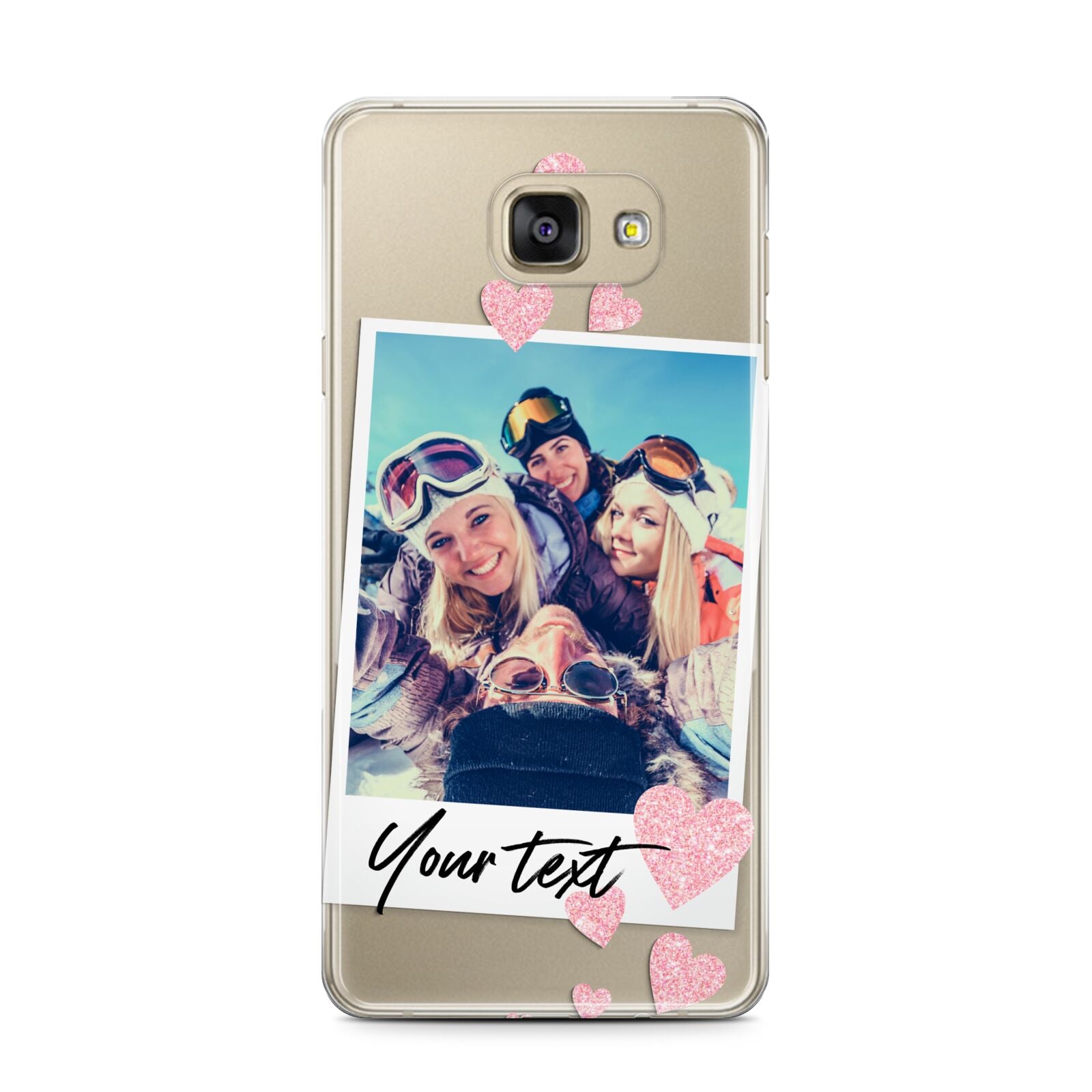 Photo with Text Samsung Galaxy A7 2016 Case on gold phone