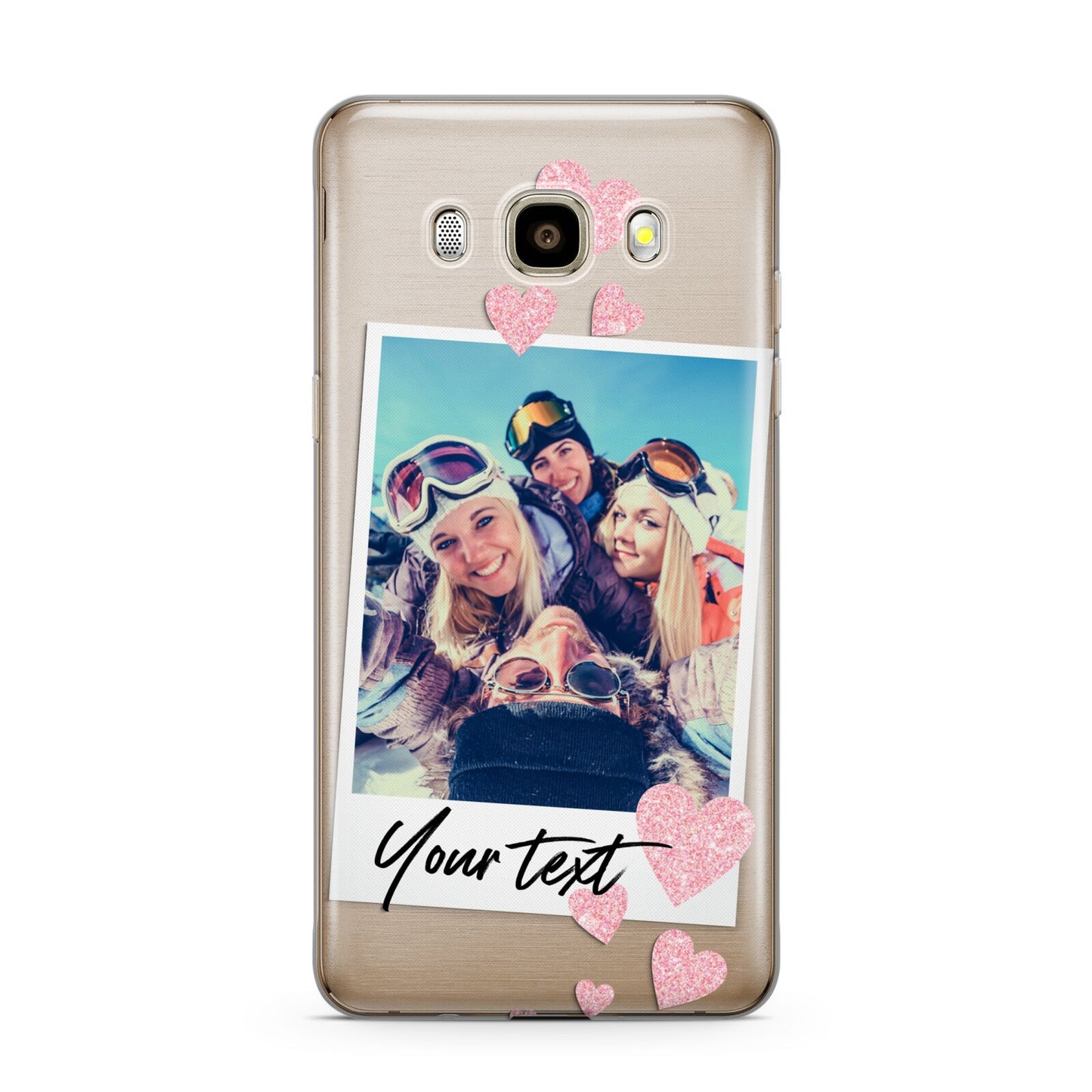 Photo with Text Samsung Galaxy J7 2016 Case on gold phone