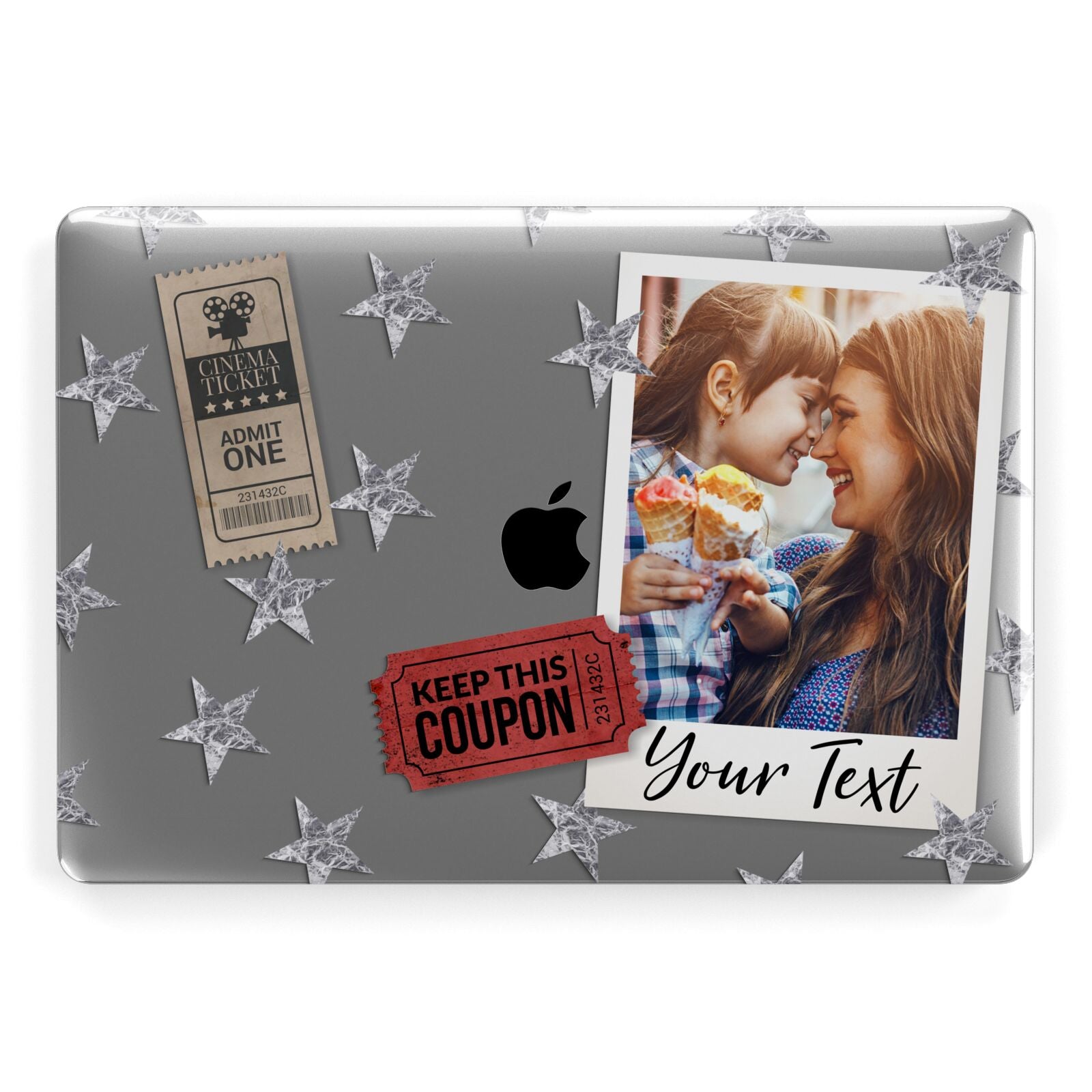 Photo with Text Star Pattern Apple MacBook Case