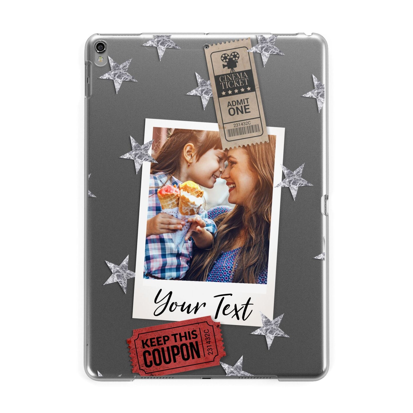Photo with Text Star Pattern Apple iPad Grey Case