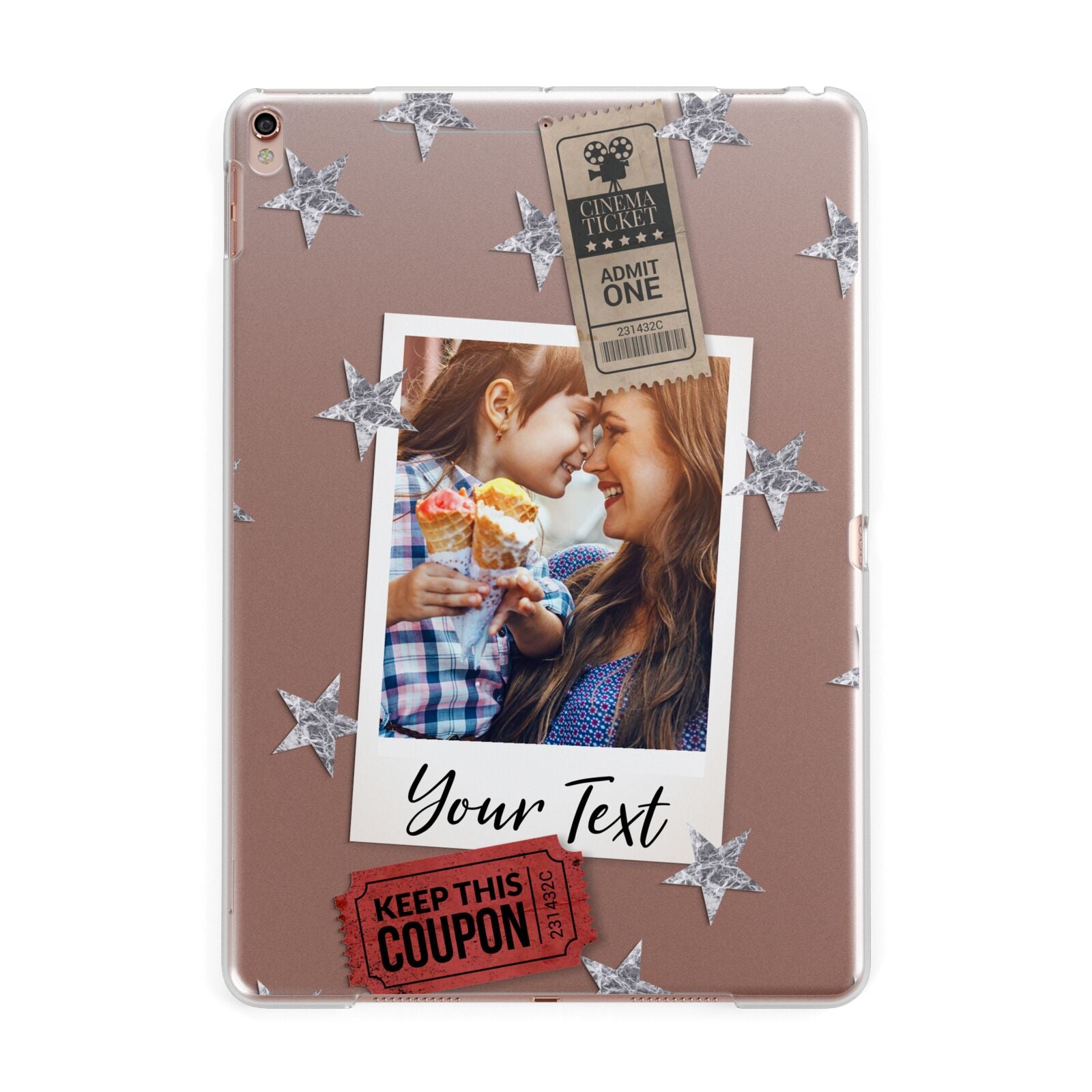 Photo with Text Star Pattern Apple iPad Rose Gold Case