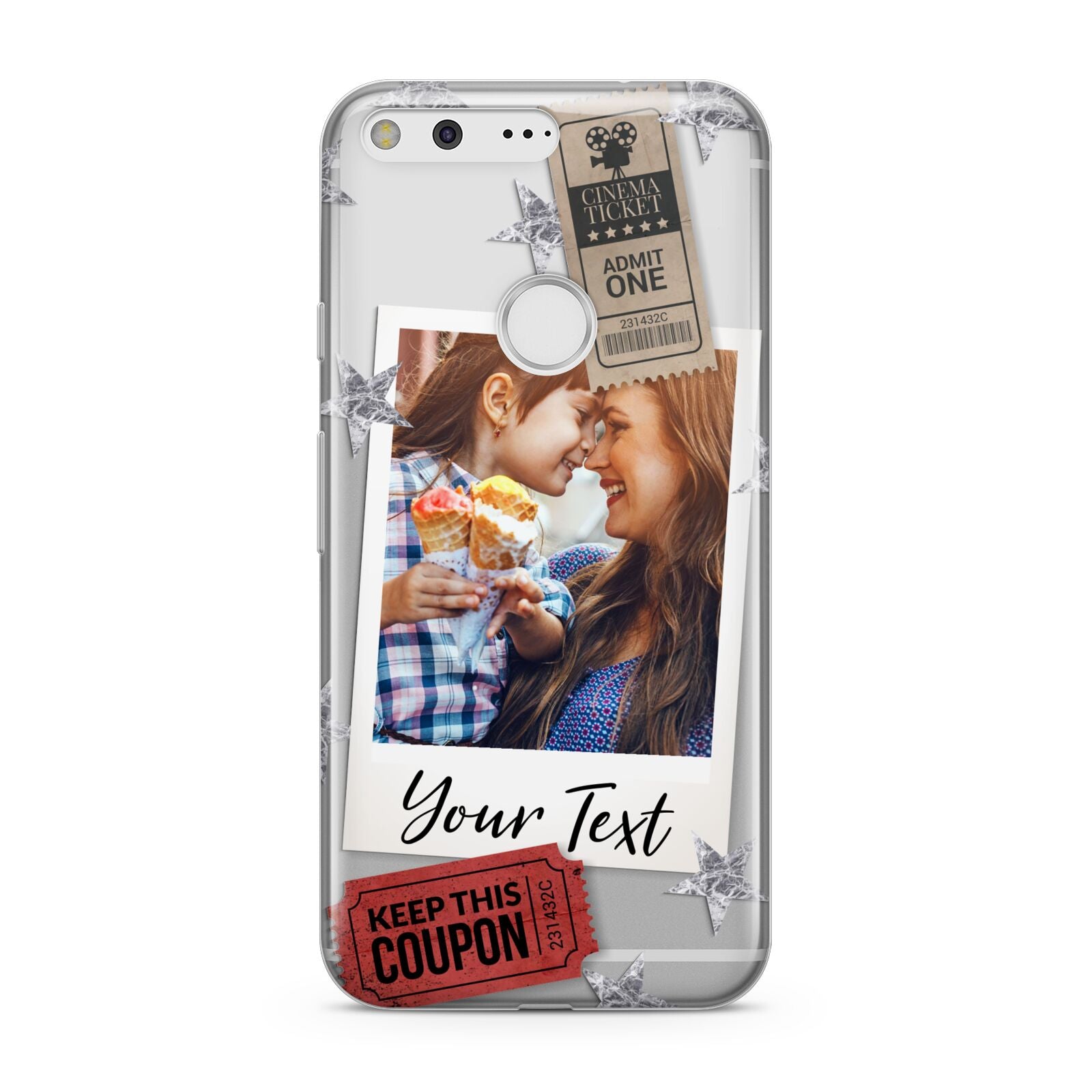 Photo with Text Star Pattern Google Pixel Case