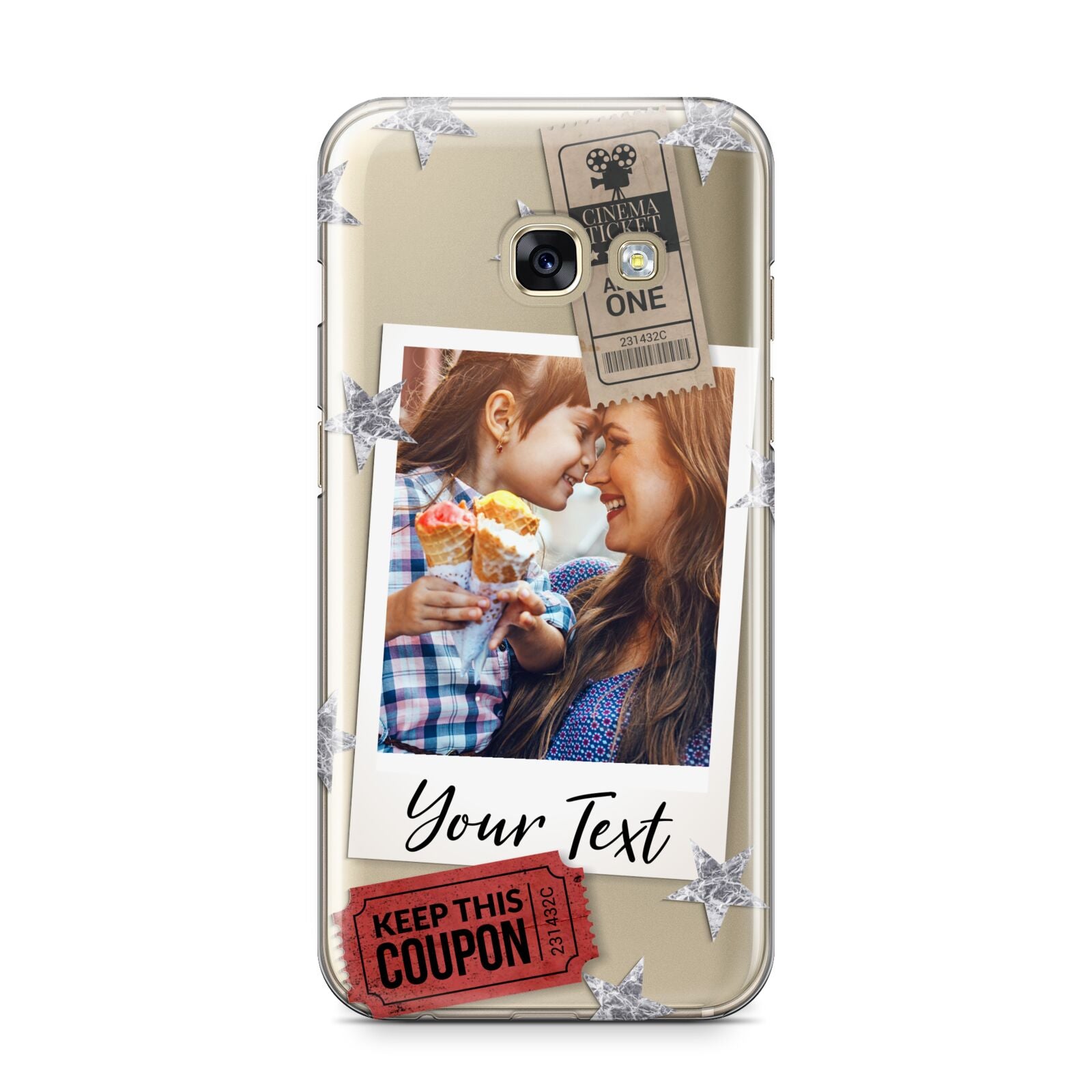 Photo with Text Star Pattern Samsung Galaxy A3 2017 Case on gold phone