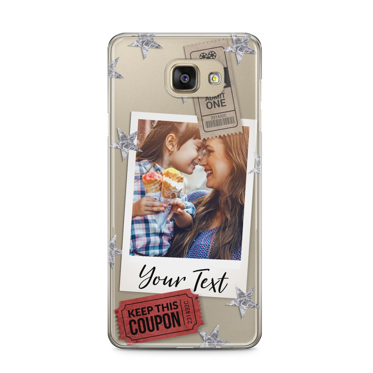 Photo with Text Star Pattern Samsung Galaxy A5 2016 Case on gold phone