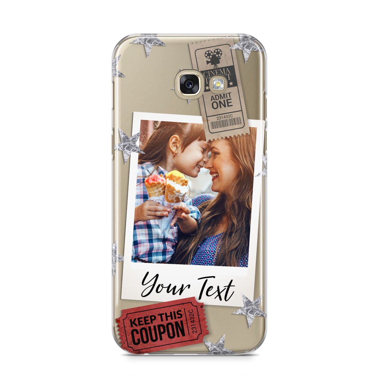 Photo with Text Star Pattern Samsung Galaxy A5 2017 Case on gold phone