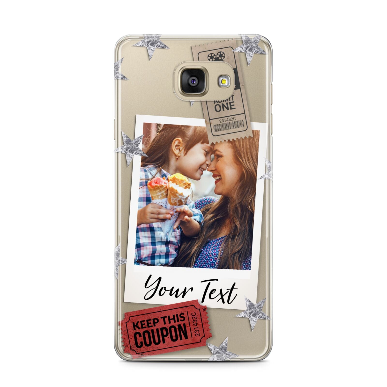 Photo with Text Star Pattern Samsung Galaxy A7 2016 Case on gold phone