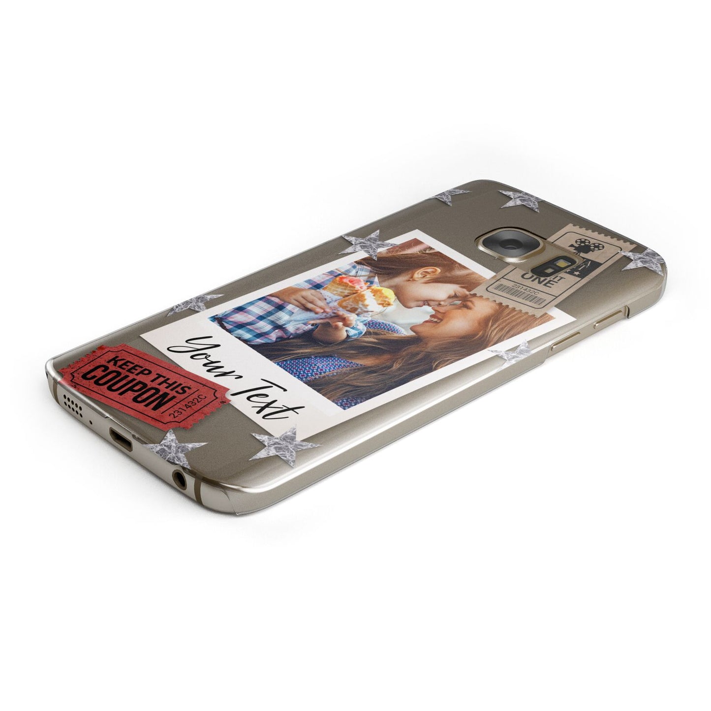 Photo with Text Star Pattern Samsung Galaxy Case Bottom Cutout