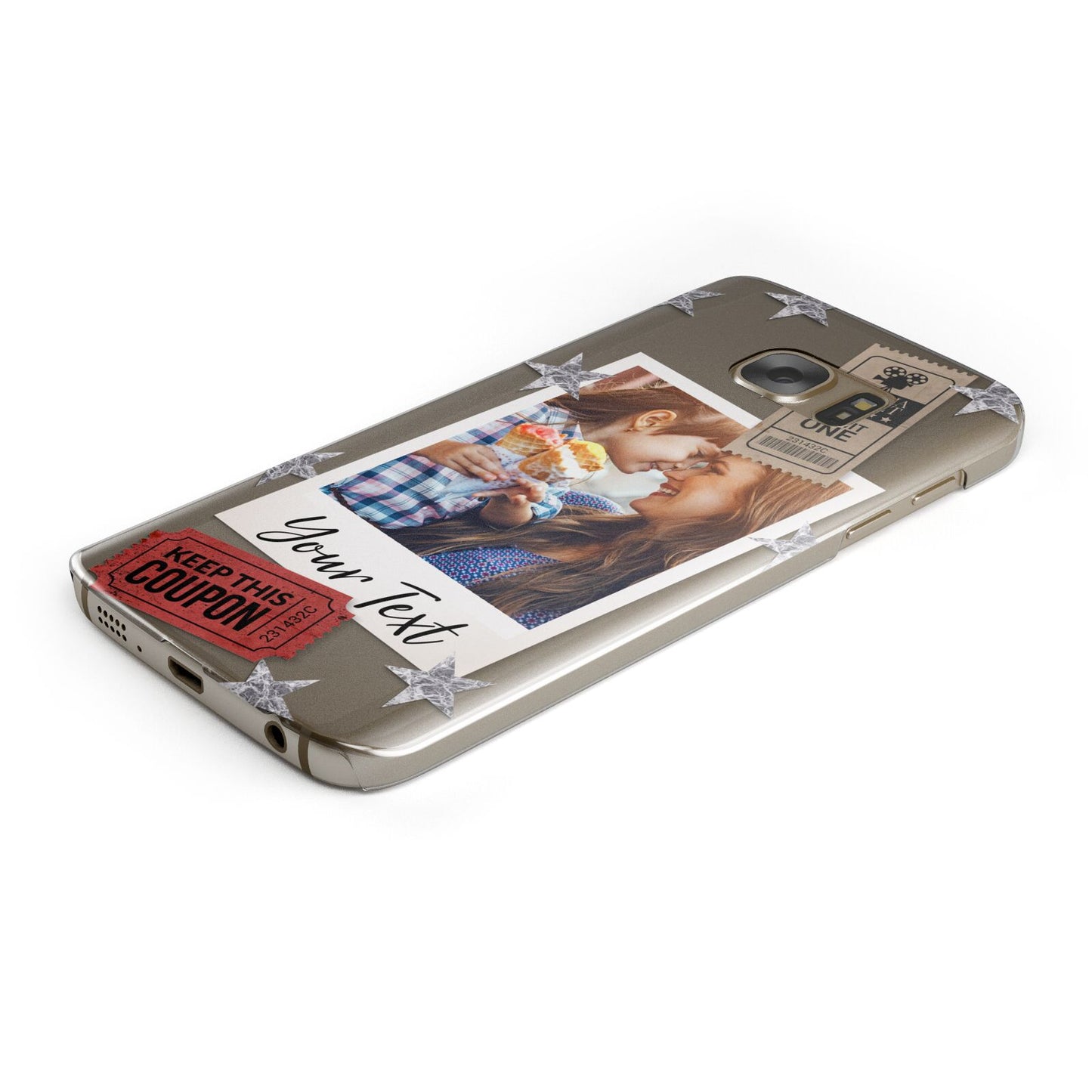 Photo with Text Star Pattern Samsung Galaxy Case Bottom Cutout