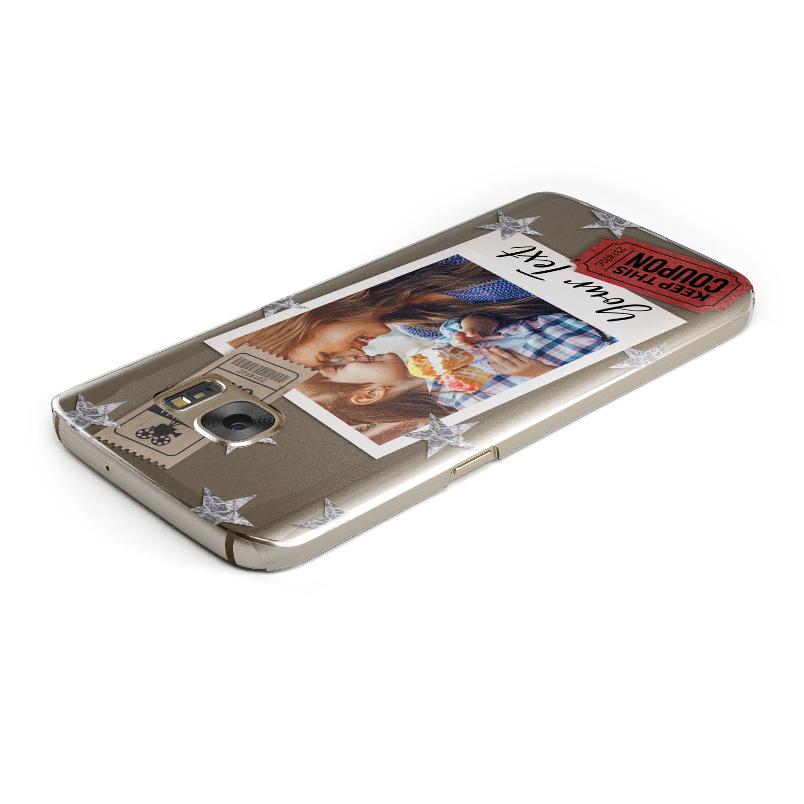 Photo with Text Star Pattern Samsung Galaxy Case Top Cutout