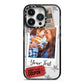 Photo with Text Star Pattern iPhone 14 Pro Black Impact Case on Silver phone