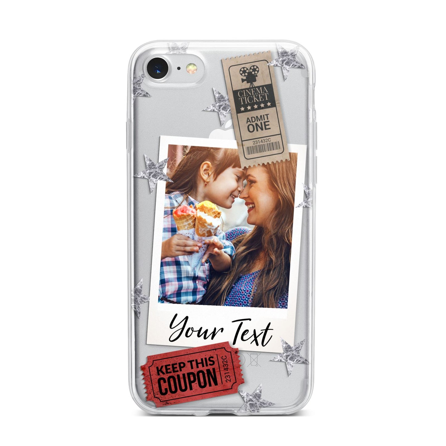 Photo with Text Star Pattern iPhone 7 Bumper Case on Silver iPhone