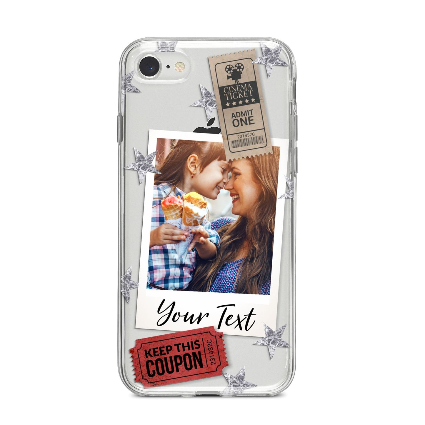 Photo with Text Star Pattern iPhone 8 Bumper Case on Silver iPhone