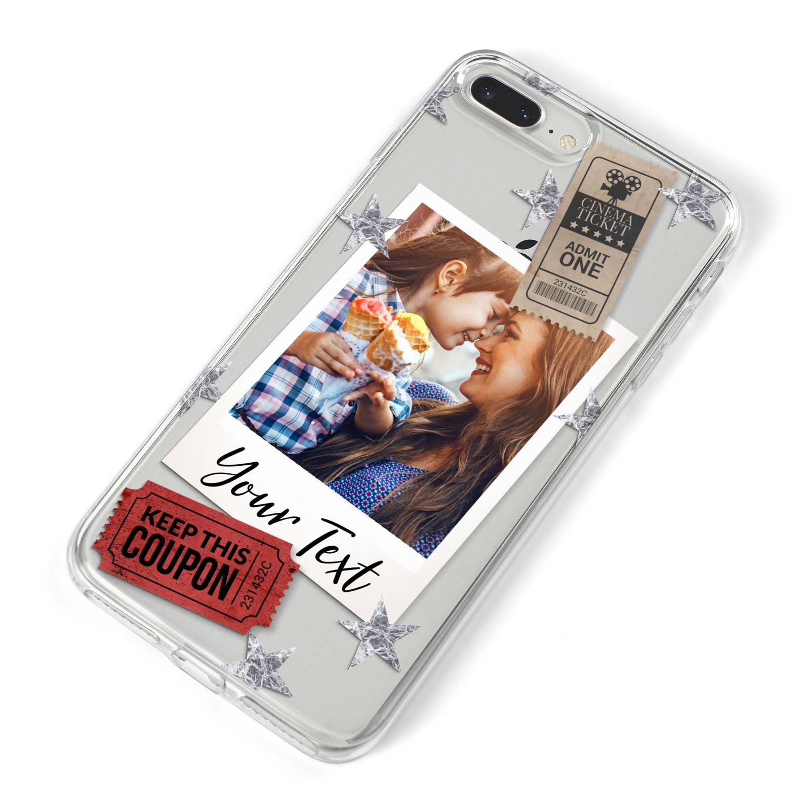 Photo with Text Star Pattern iPhone 8 Plus Bumper Case on Silver iPhone Alternative Image