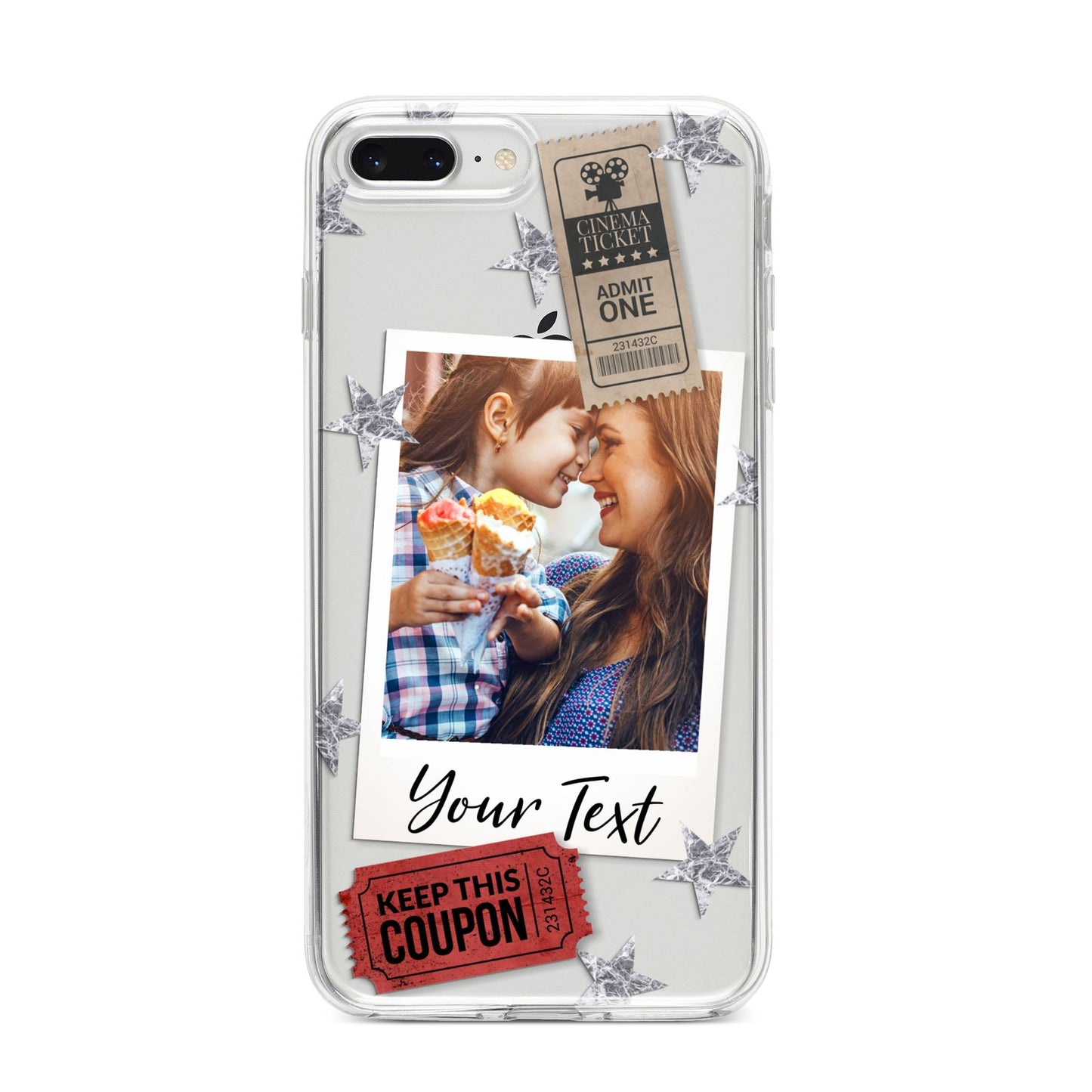 Photo with Text Star Pattern iPhone 8 Plus Bumper Case on Silver iPhone