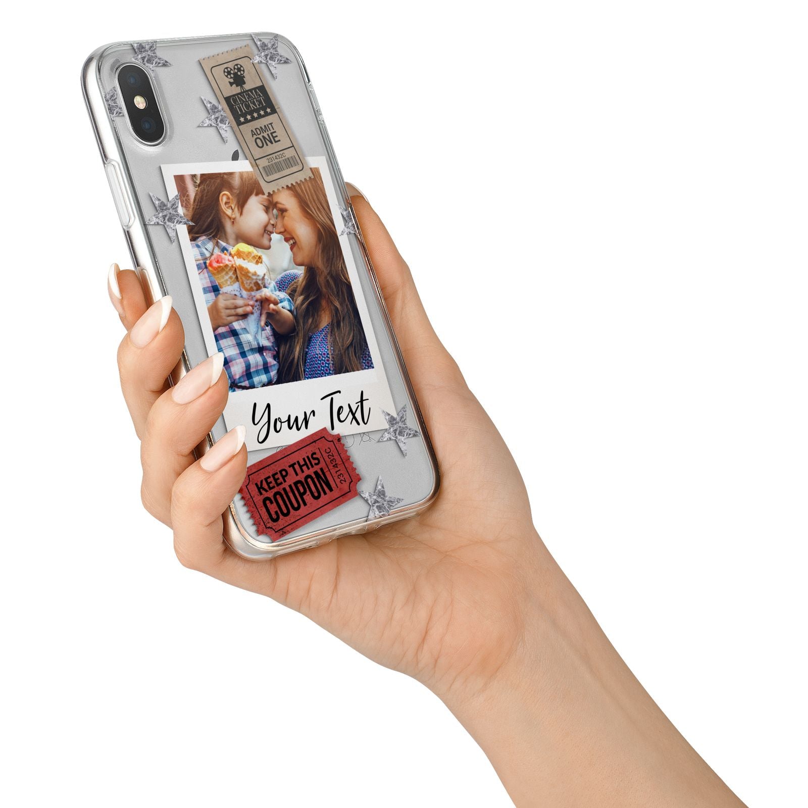 Photo with Text Star Pattern iPhone X Bumper Case on Silver iPhone Alternative Image 2