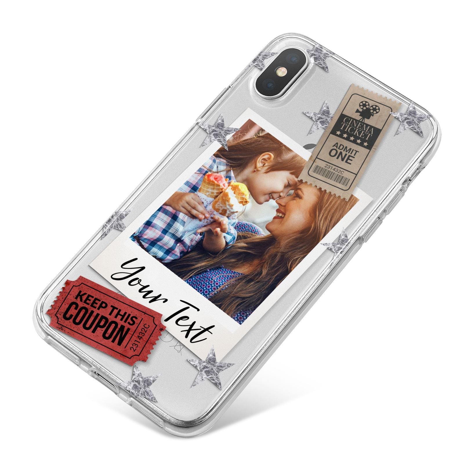 Photo with Text Star Pattern iPhone X Bumper Case on Silver iPhone