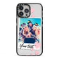 Photo with Text iPhone 13 Pro Max Black Impact Case on Silver phone