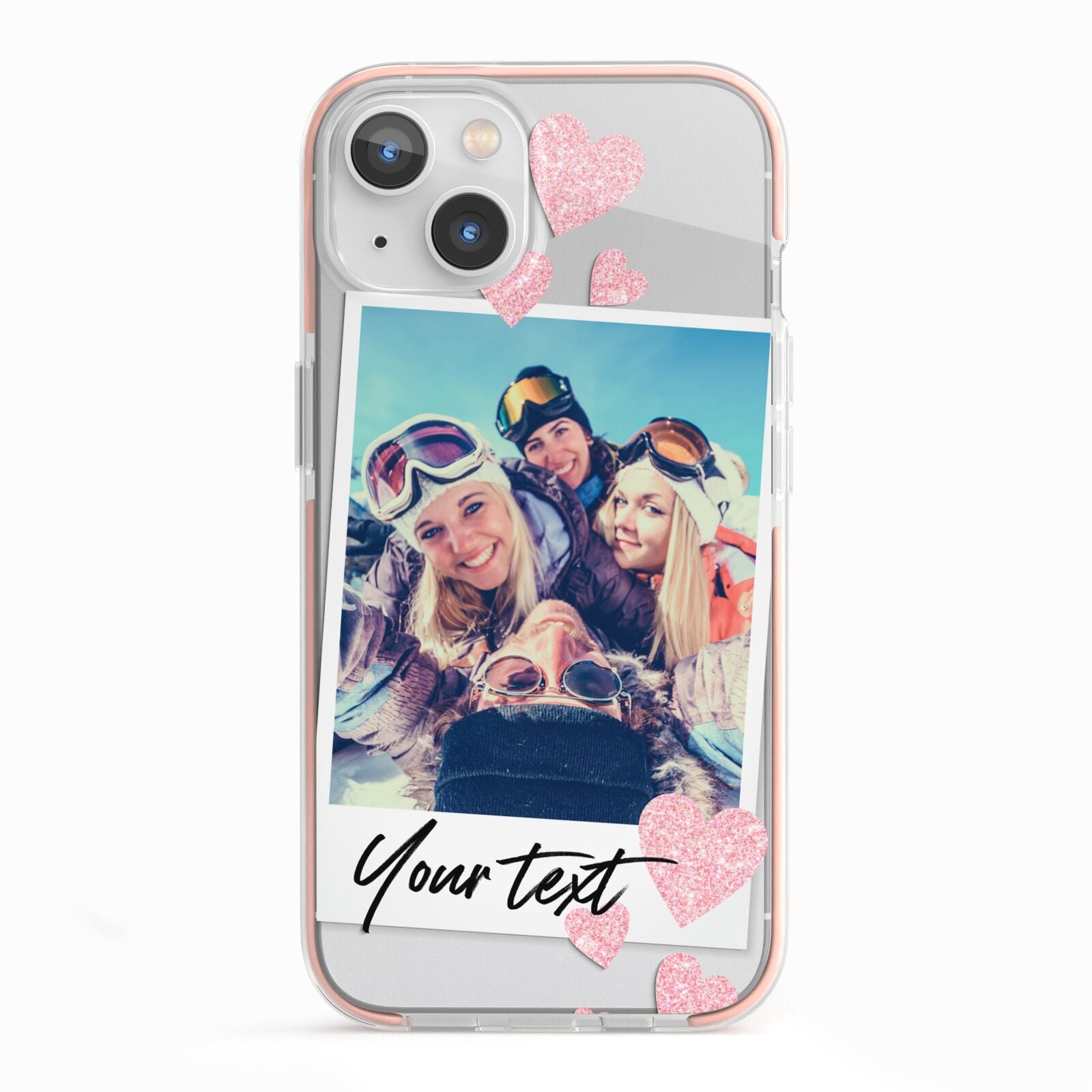 Photo with Text iPhone 13 TPU Impact Case with Pink Edges