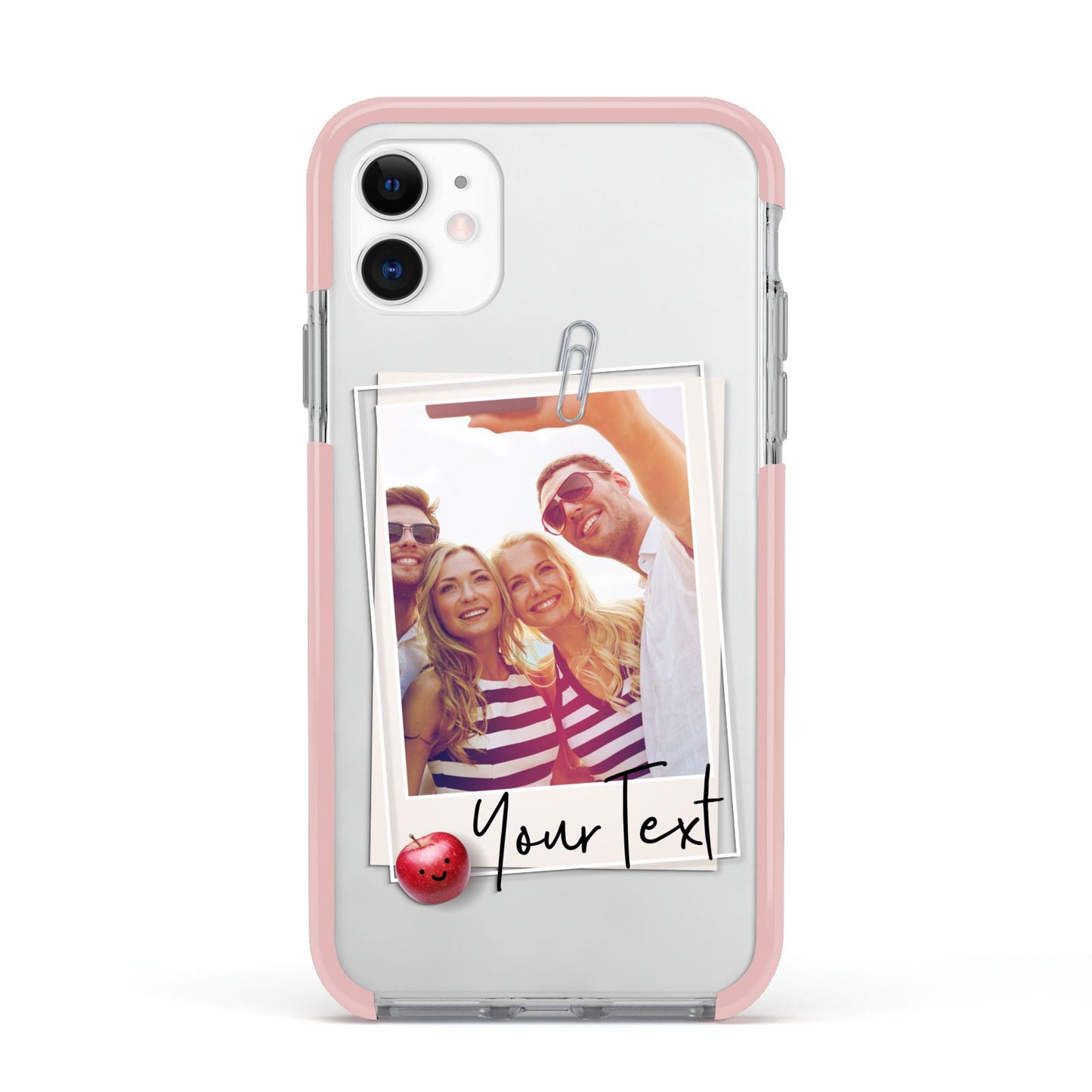 Photograph and Name Apple iPhone 11 in White with Pink Impact Case