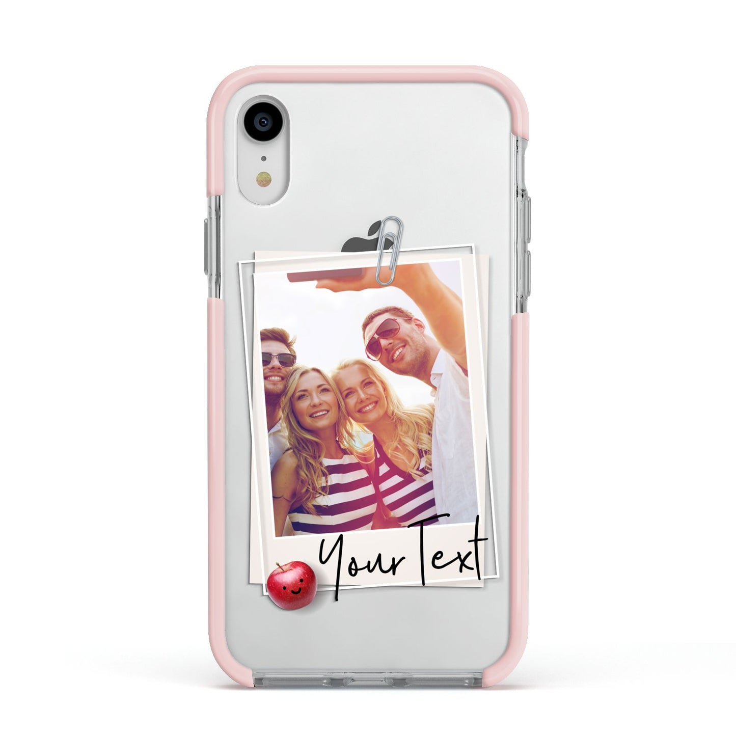 Photograph and Name Apple iPhone XR Impact Case Pink Edge on Silver Phone