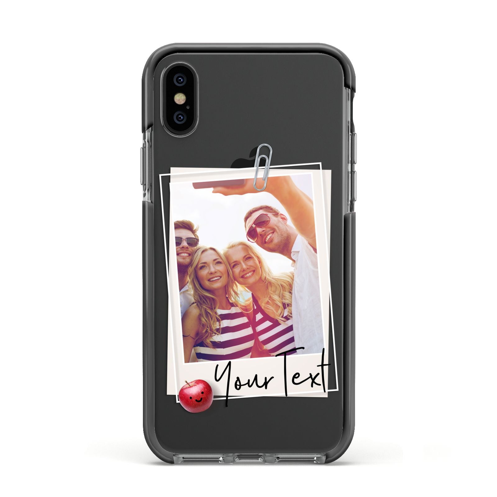 Photograph and Name Apple iPhone Xs Impact Case Black Edge on Black Phone