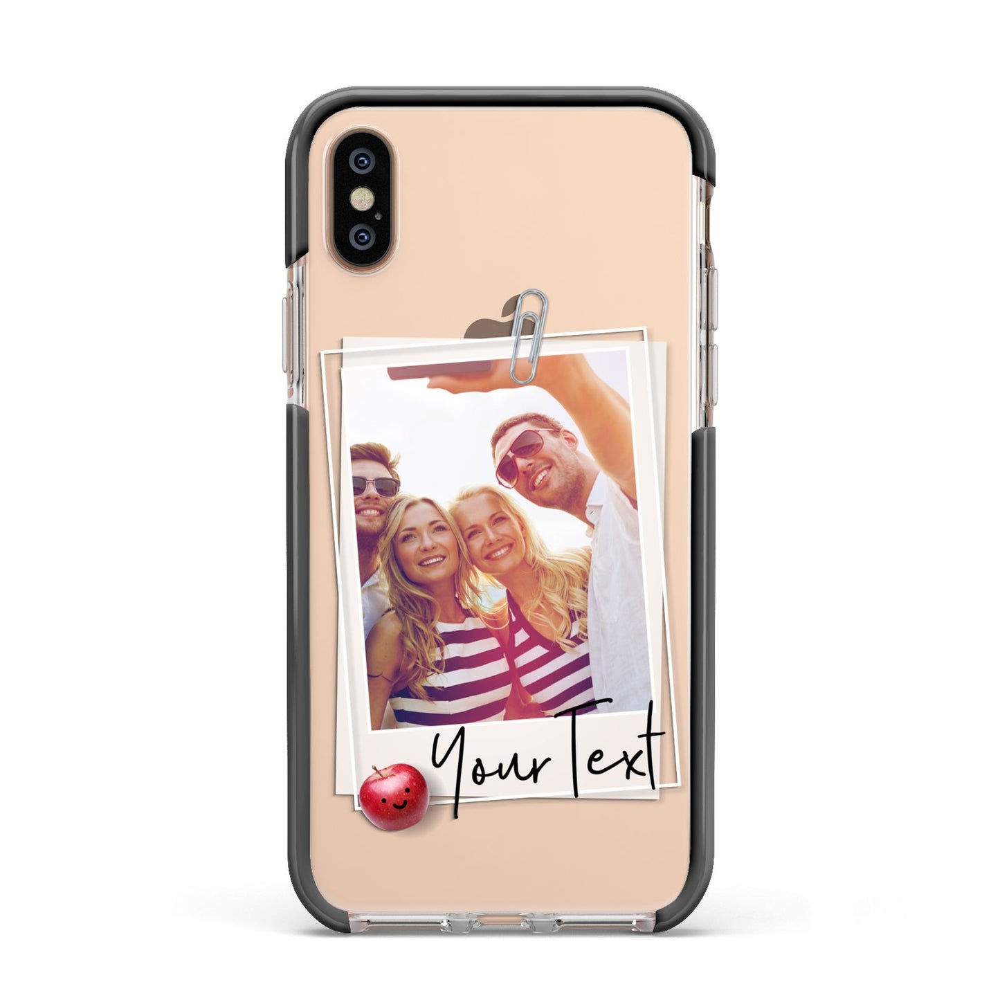 Photograph and Name Apple iPhone Xs Impact Case Black Edge on Gold Phone