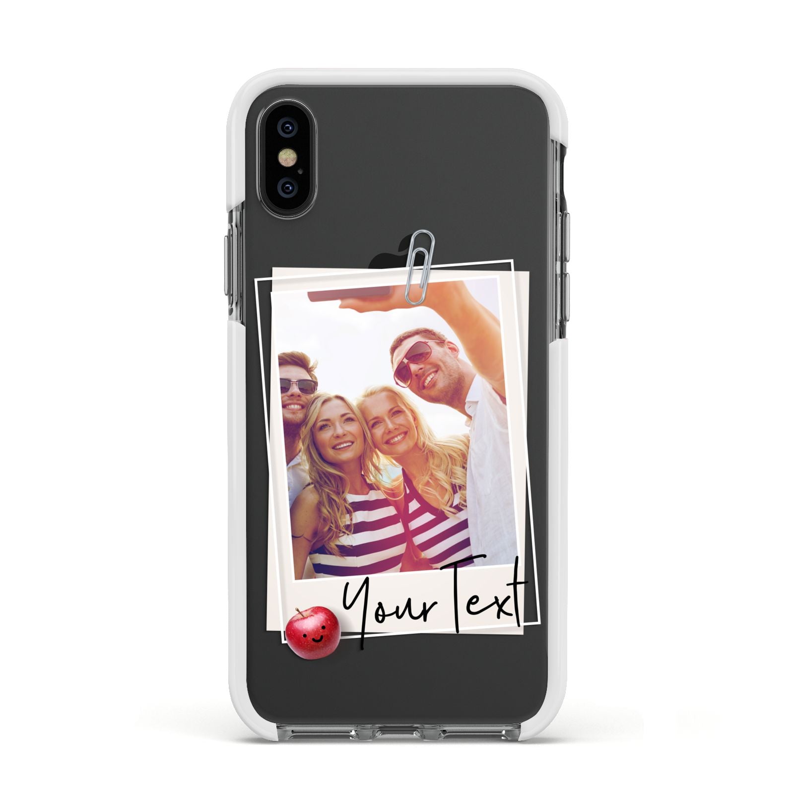 Photograph and Name Apple iPhone Xs Impact Case White Edge on Black Phone