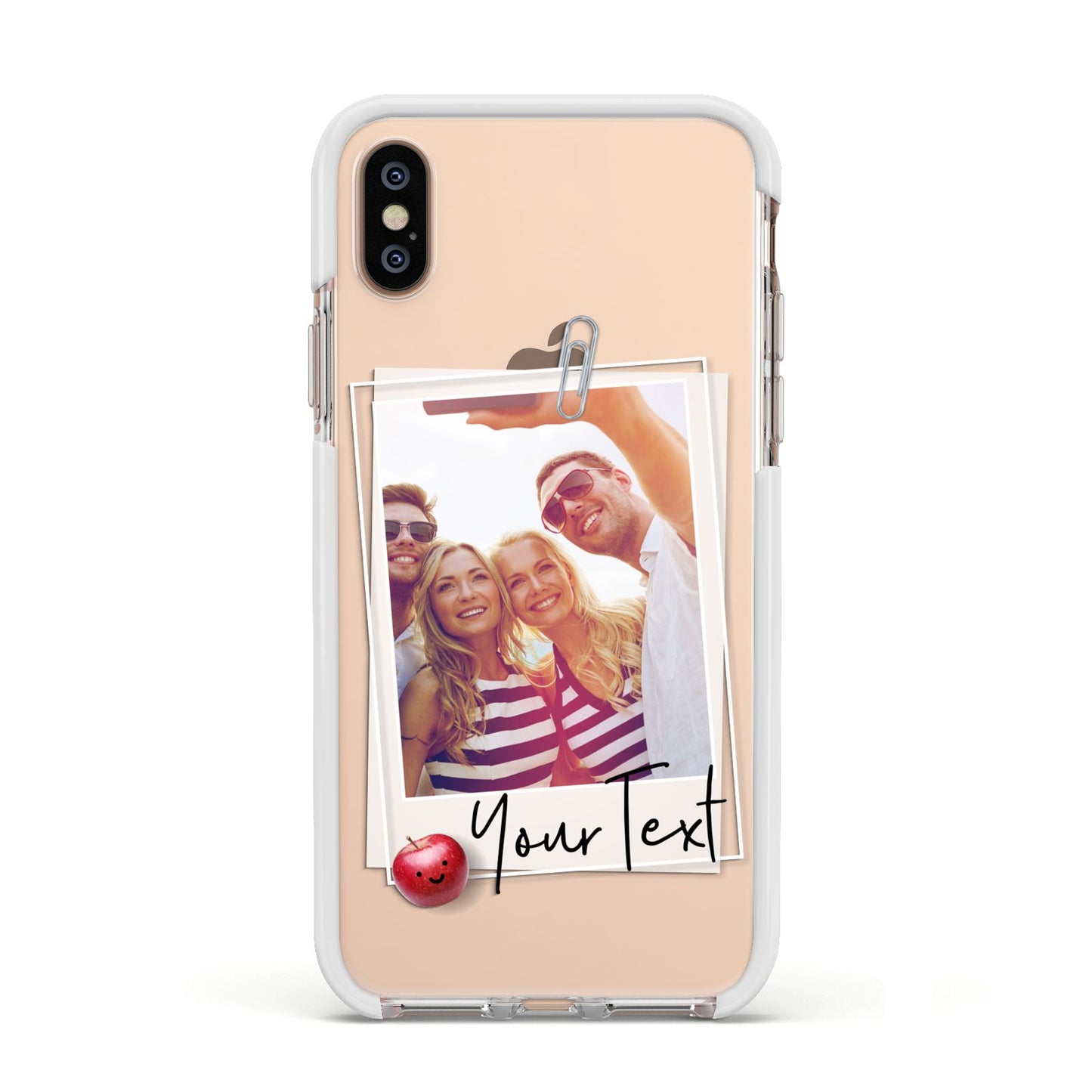 Photograph and Name Apple iPhone Xs Impact Case White Edge on Gold Phone