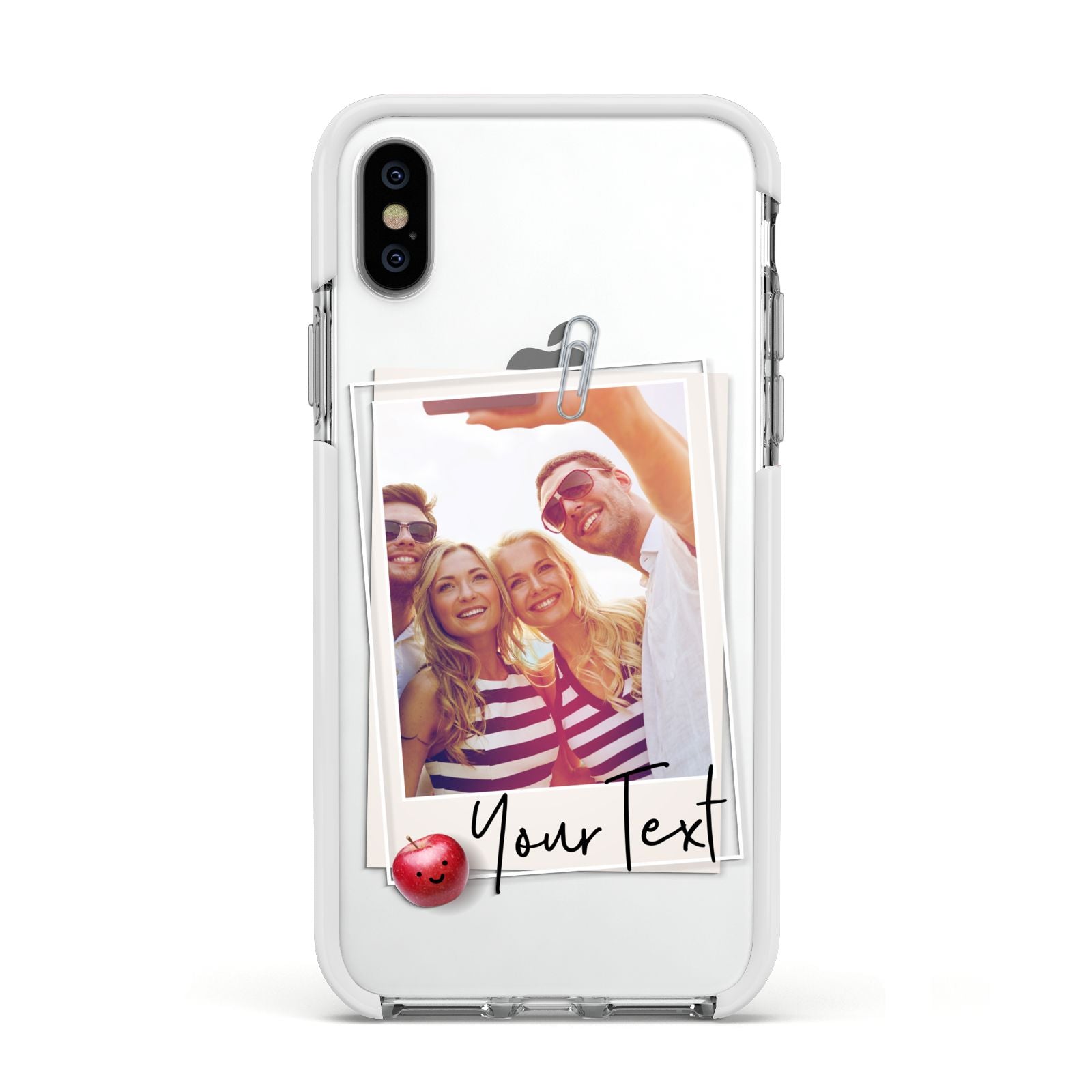 Photograph and Name Apple iPhone Xs Impact Case White Edge on Silver Phone