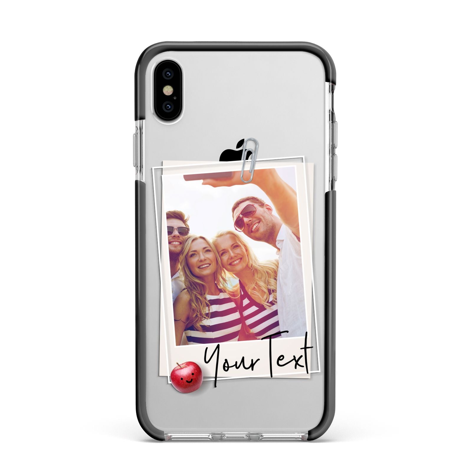 Photograph and Name Apple iPhone Xs Max Impact Case Black Edge on Silver Phone