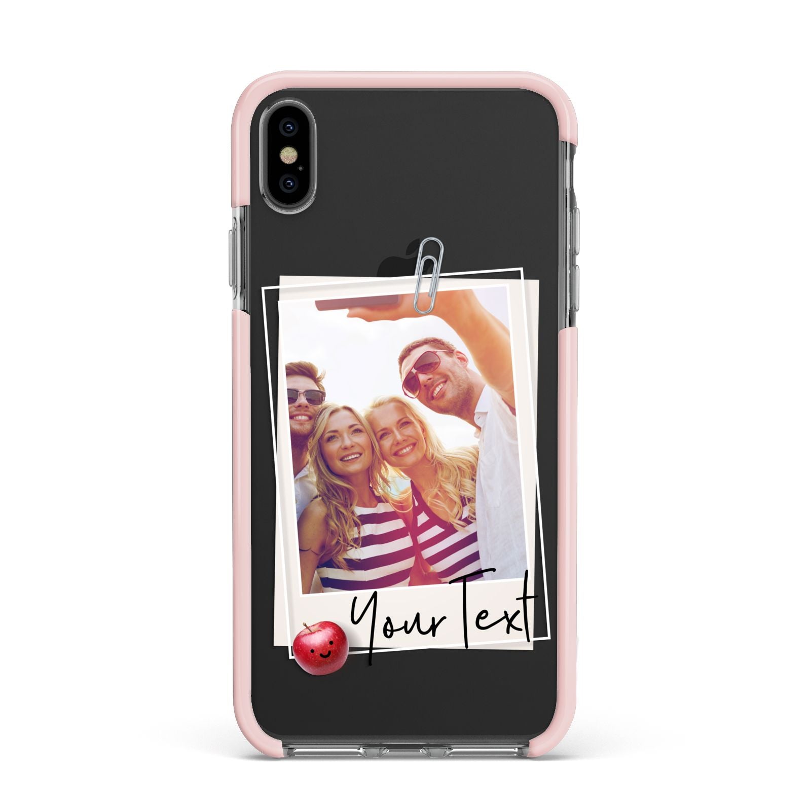 Photograph and Name Apple iPhone Xs Max Impact Case Pink Edge on Black Phone