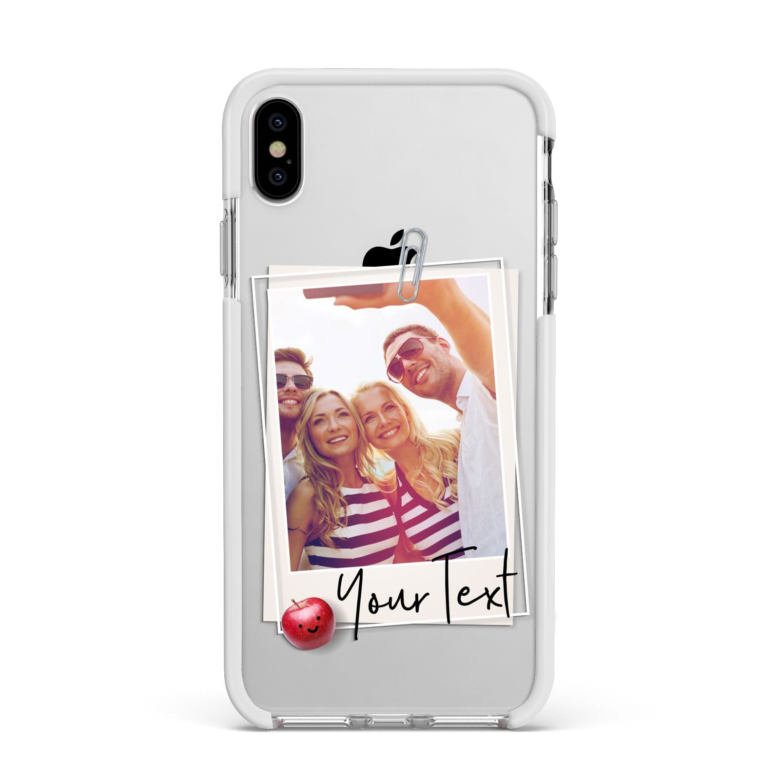 Photograph and Name Apple iPhone Xs Max Impact Case White Edge on Silver Phone